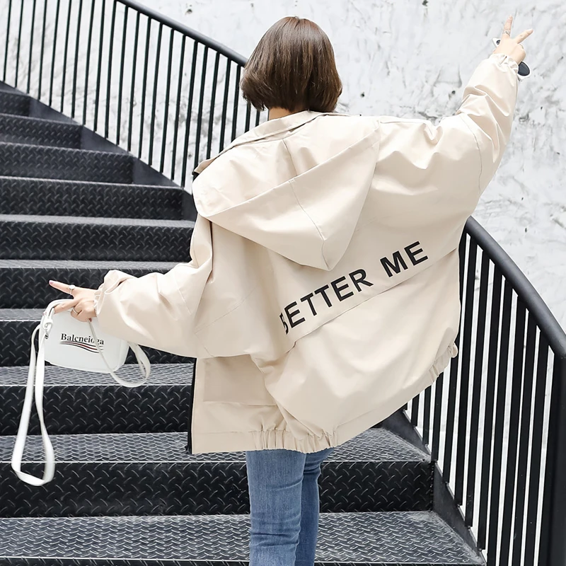 Женская свободная куртка-бомбер Harajuku повседневная короткая куртка на молнии с