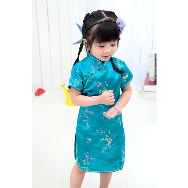 Цветок для маленьких девочек; Qipao платье детей Платья для женщин Обувь для девочек одежда 2 4 6 8 10 12 14 16 лет модная детская одежда китайское традиционное платье