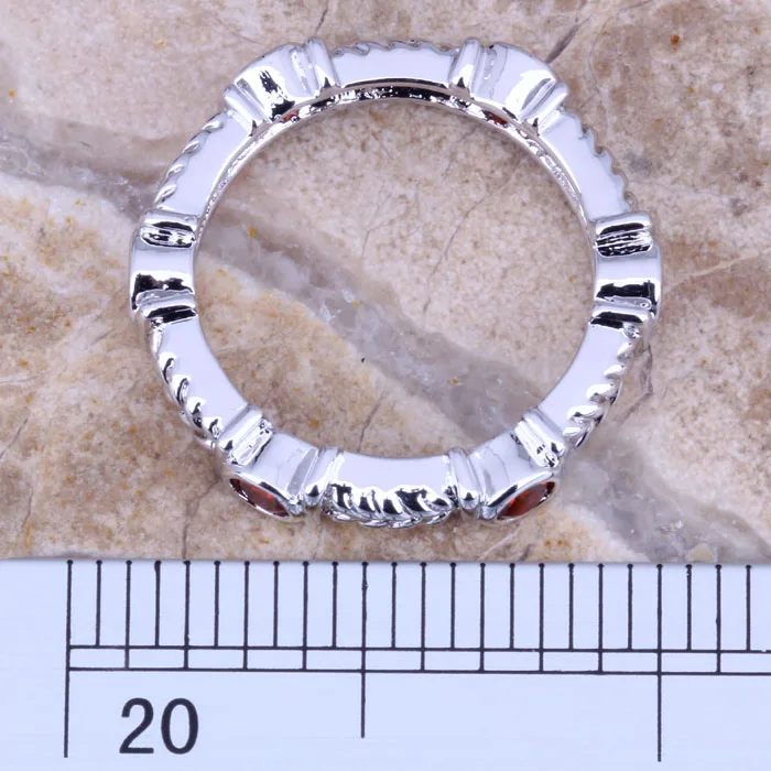 Милое модное кольцо с Красный гранатовый серебряное покрытием Размер 6 / 7 8 9 R0028 |