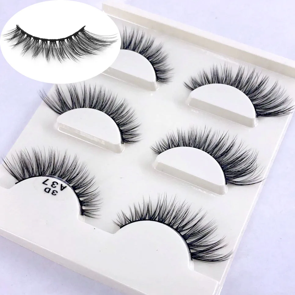 3D F060 3 Pairs False Eyelashes Natural Long Makeup Mink Lashes Extension Eyelash Winged Cross Messy |