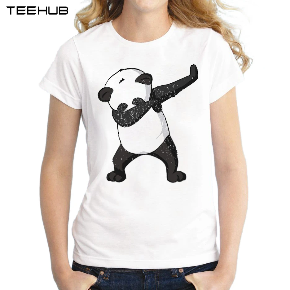 Вытирая панда с принтом женская футболка коротким рукавом и О образным вырезом