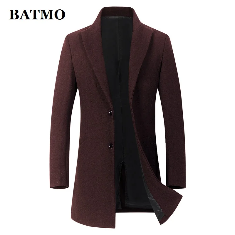 

BATMO 2019 new arrival autumn high quality wool casual trench coat men,men's wool jackets,plus-size M-4XL 1909