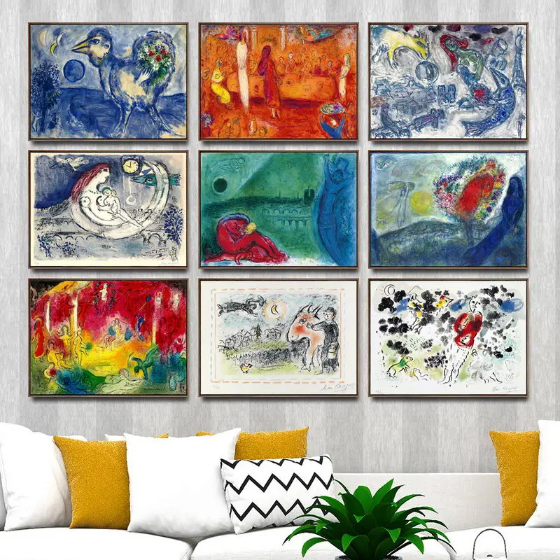 

Home Decoration Art Wall Pictures for Living Room Poster Print Canvas Printings Paintingsn Russian Marc chagall