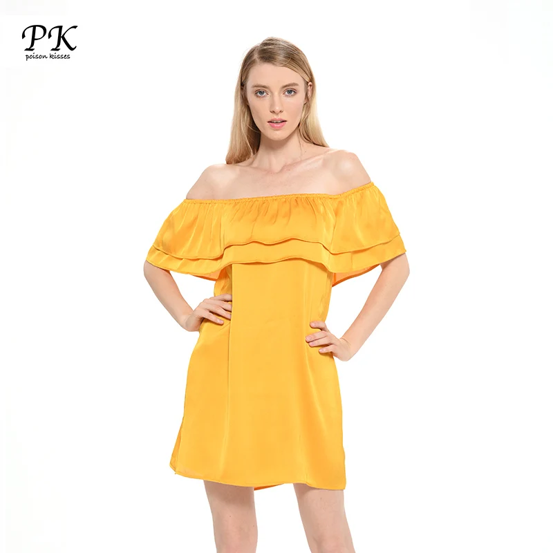 PK 2018 Новое поступление летние платья с открытыми плечами Женские однотонные