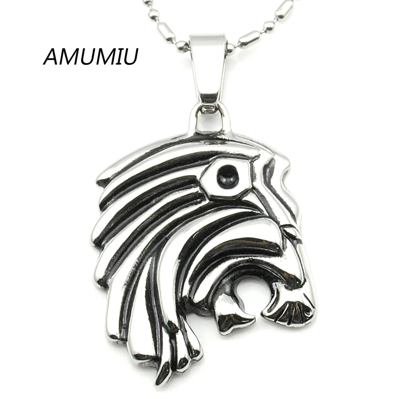 Мужская цепочка с подвеской AMUMIU кулон в виде головы льва украшение из