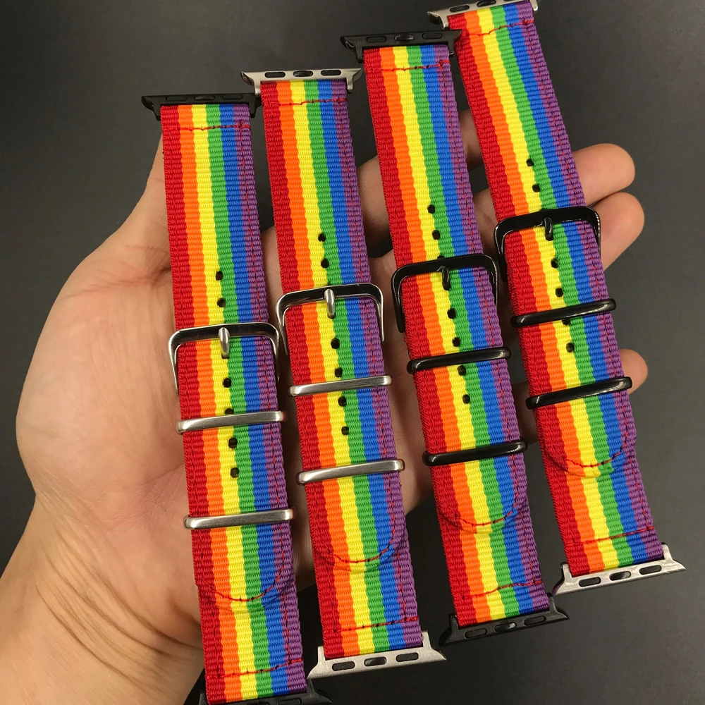 For Rainbow Watchband for Apple Watch Band 38mm 40mm 42mm 44mm Nylon Women Strap Bracelet Belt Wrist bands iWatch Series 4 3 | Наручные