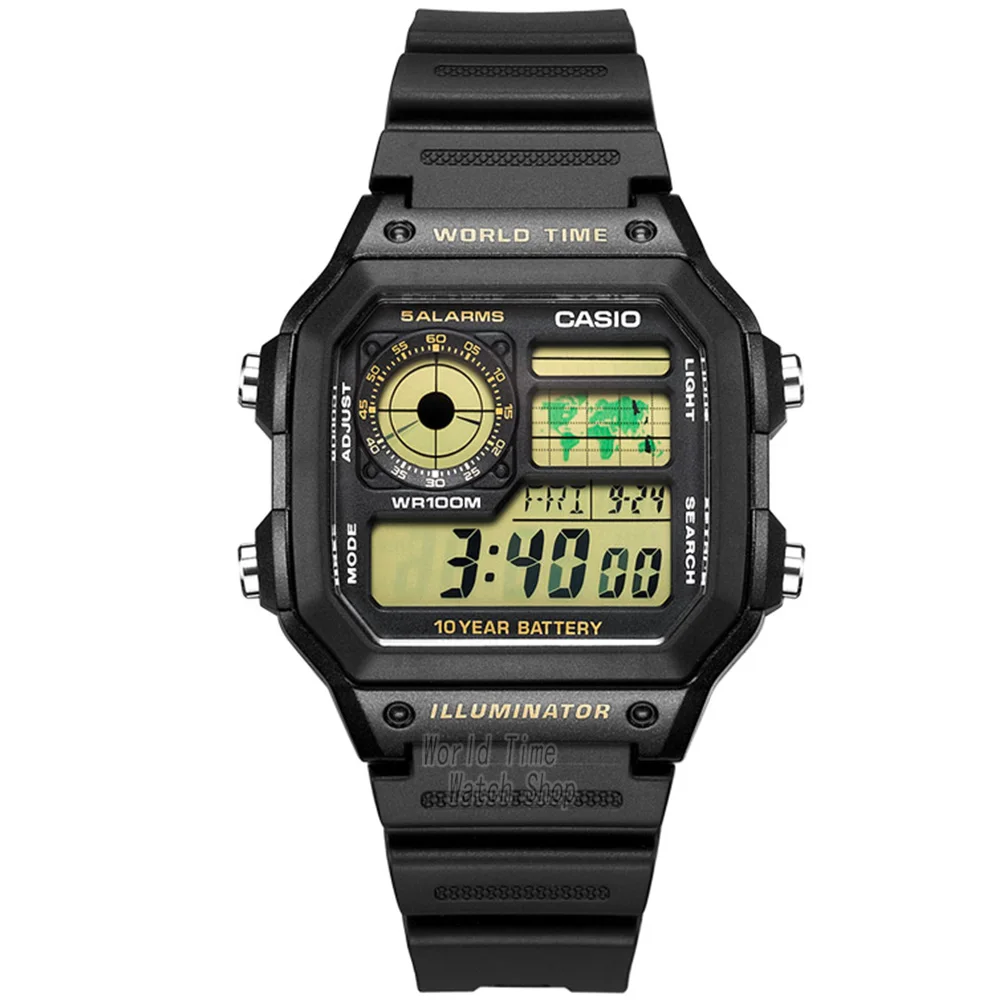 Часы Casio Взрыв часы мужские лучшие марки класса люкс LED военные цифровые часы спортивные Водонепроницаемые часы кварцевые мужские часы relogio masculino reloj hombre erkek kol saati montre homme zegarek meski AE1200 - Цвет: AE1200WH1B-1