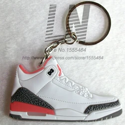 Photo Color7 Мини силиконовый Jordan 3 брелок сумка шарм для женщин мужчин детей брелок подарки тапки держатель для ключей кулон аксессуары брелок на ключи в виде обуви - Цвет: Photo Color7