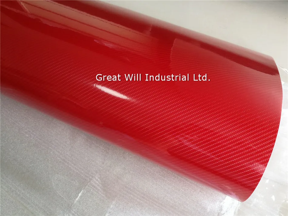 Ультраблестящая красная 5D виниловая пленка из углеродного волокна с 4D текстурой