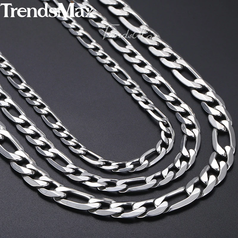 Trendsmax ожерелье для мужчин из нержавеющей стали Фигаро звено цепи Модное Длинное Ожерелье s мужские ювелирные изделия подарки на заказ 18-3" KNN6