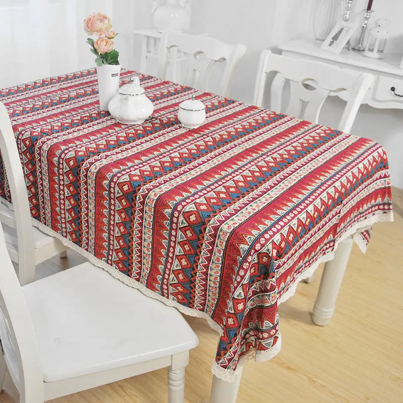 Скатерть в этническом богемном стиле модная кружевная ткань из хлопка и льна для