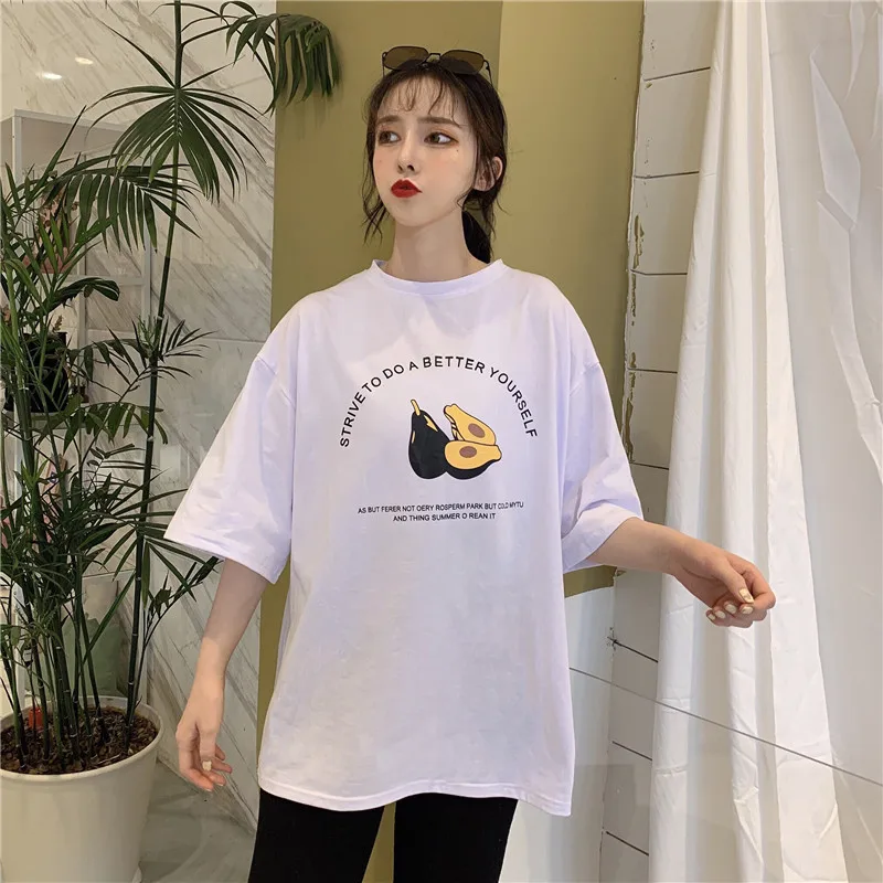 2019 летняя футболка Женская Повседневная корейская мода шаблон Половина рукава