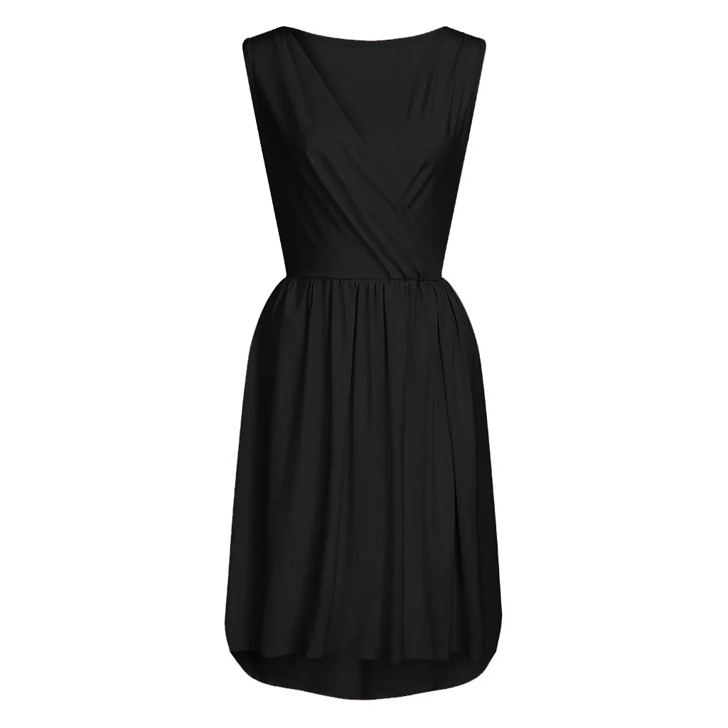 Женское платье с коротким рукавом V образным вырезом и завышенной талией|Женские