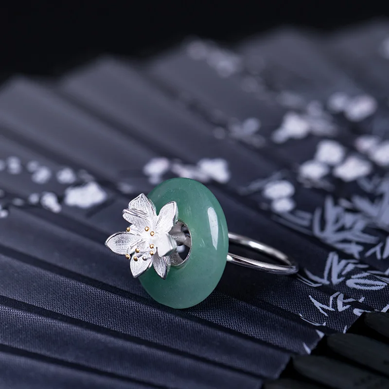 Женское кольцо с цветком лотоса Flyleaf из 100% стерлингового серебра 925 пробы модные