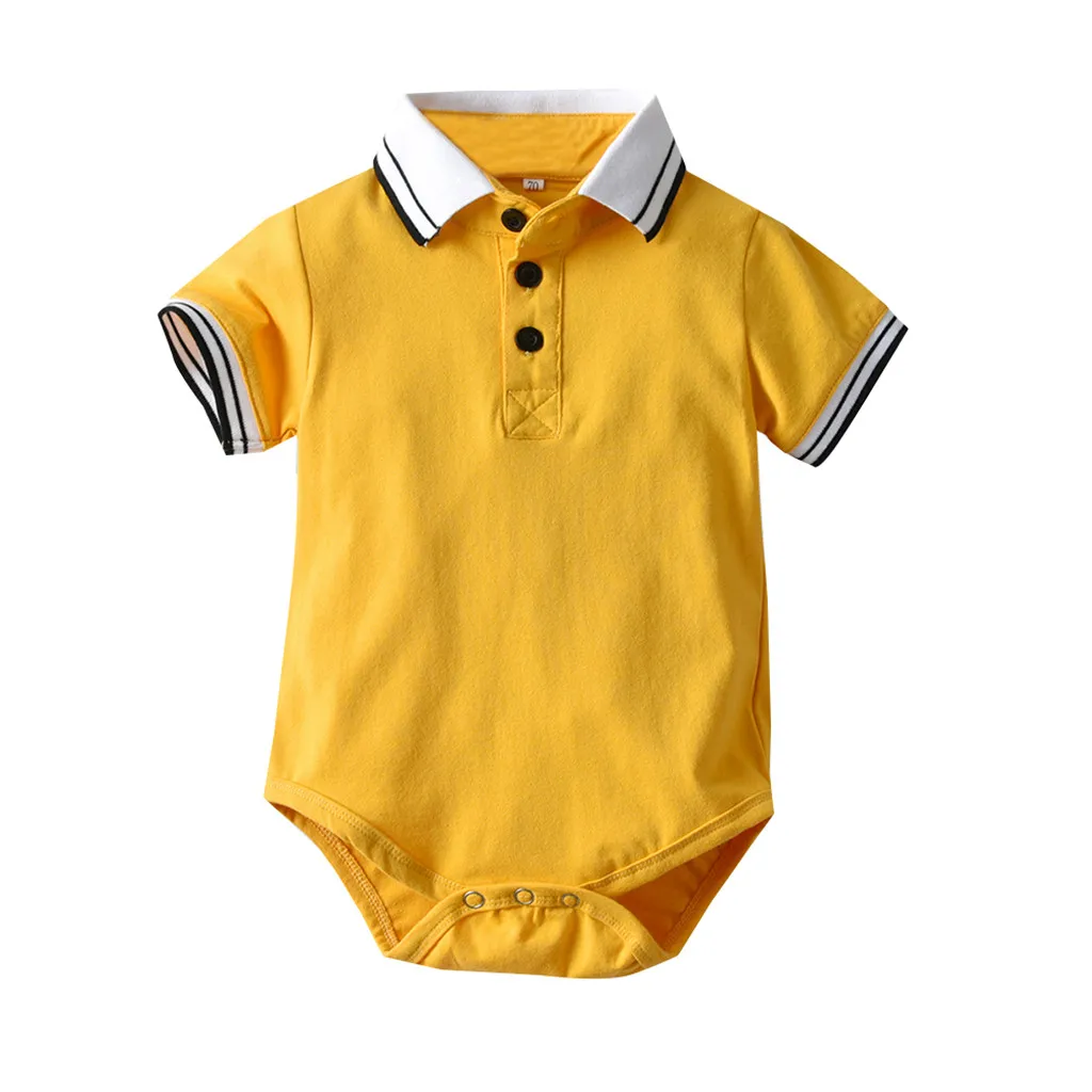 Boys Одежда для младенцев; Одежда для новорожденных; одежда для маленьких мальчиков; Однотонный комбинезон в полоску с короткими рукавами для девочек; платье для малышей - Color: Boys