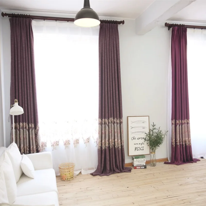 

High level European and American style shading curtain Mirror Flower Embroidery curtain for bed room ,living room screens