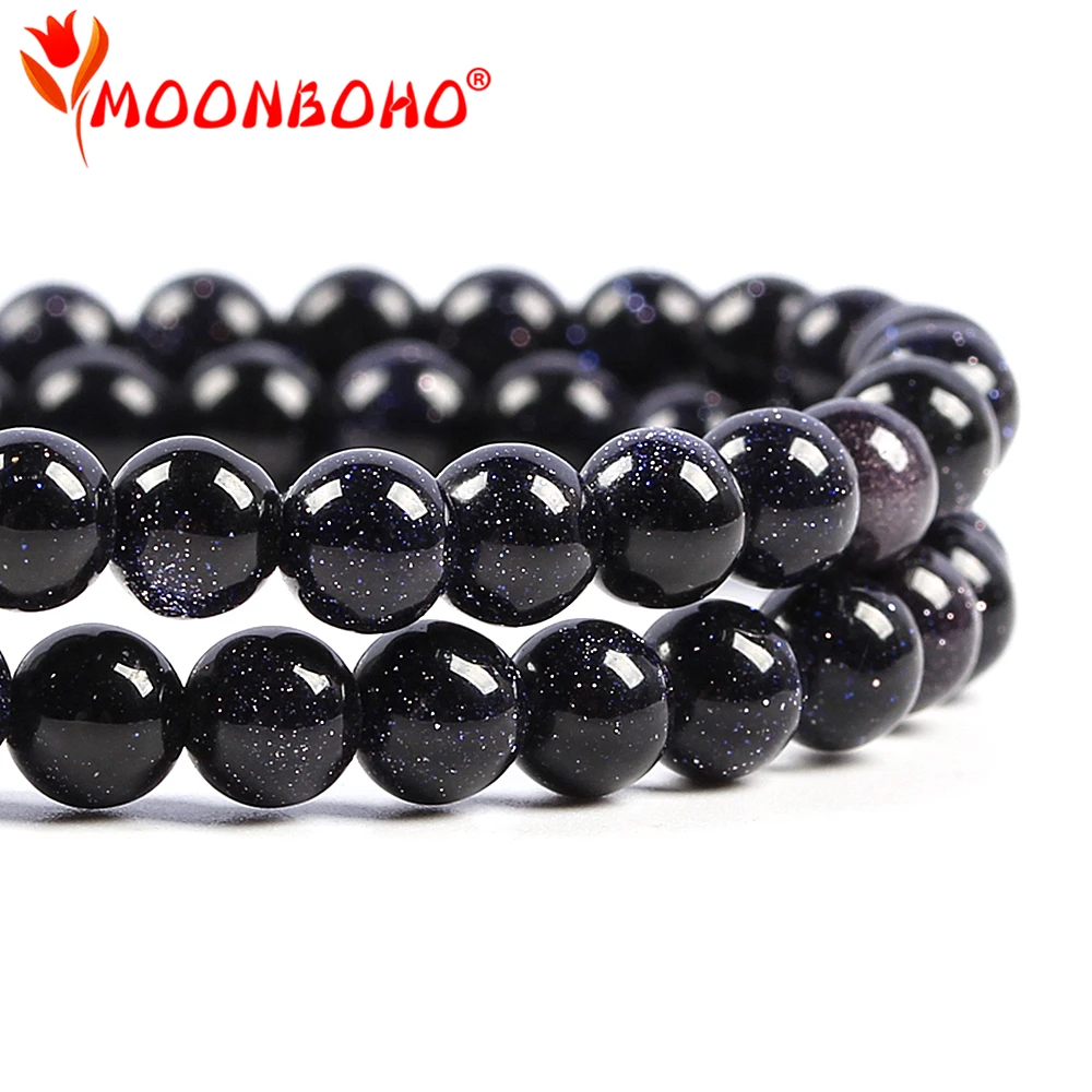 Круглые Свободные песочные камни MOONBOHO бисер из натурального синего песчаника