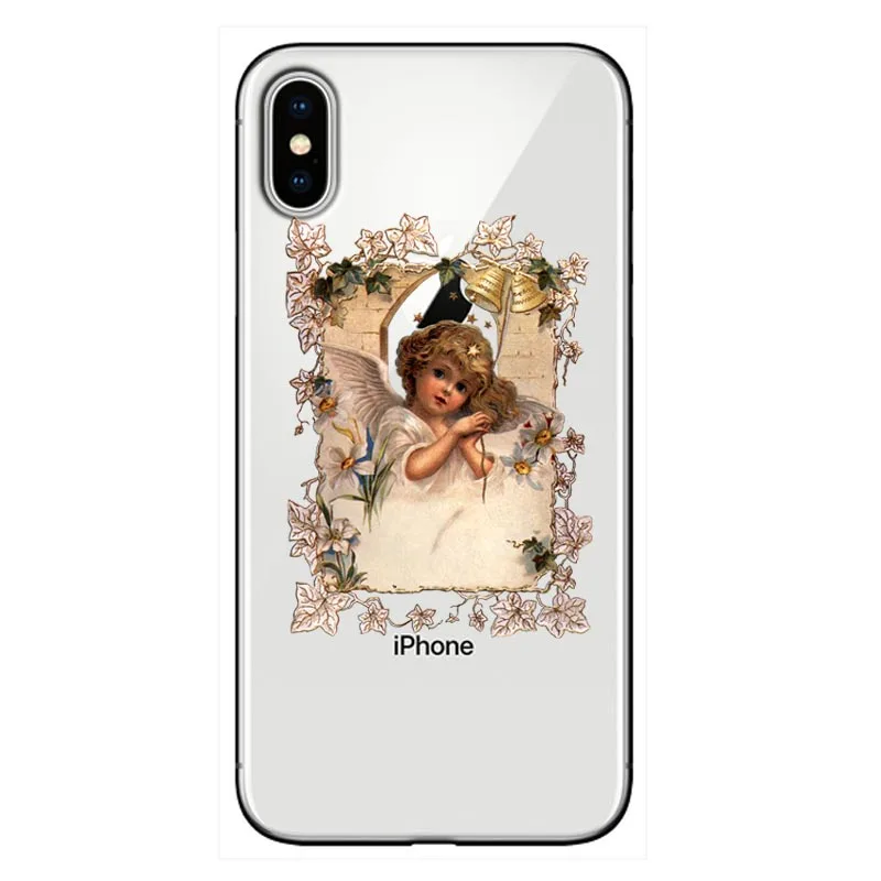 Transparent phone case for iphoneX XS XR XSMax 7 8 Plus 5 11 11PRO MAX SE 6 6s Vintage Oil Painting Style Cute Little Angel | Мобильные