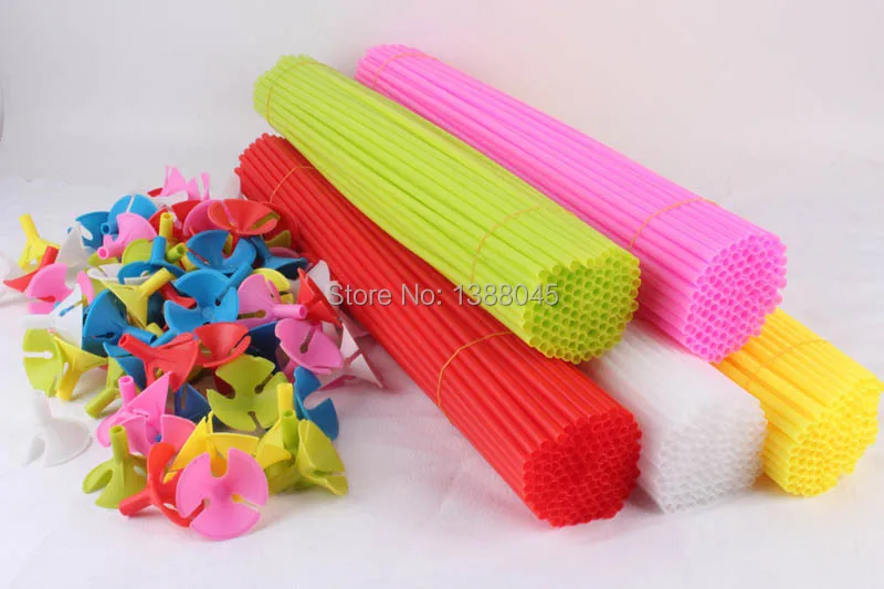 

50pcs/lot 40CM Long Latex Balloons Sticks and Cups Plastic Balloon Accessories Balloon Holder Sticks
