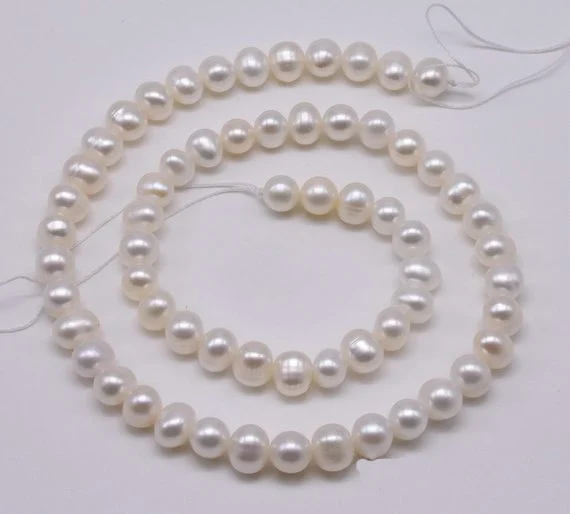 

Cultured Pearl Loose Beads,6-7MM White Color Potato Genuine Freshwater Pearl Jewellery,One Full Strand