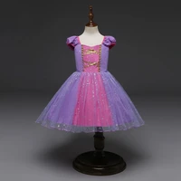 free shipping christmas style tangled princess dress sophia purple party costume birthday holiday dress for girl jq 2028