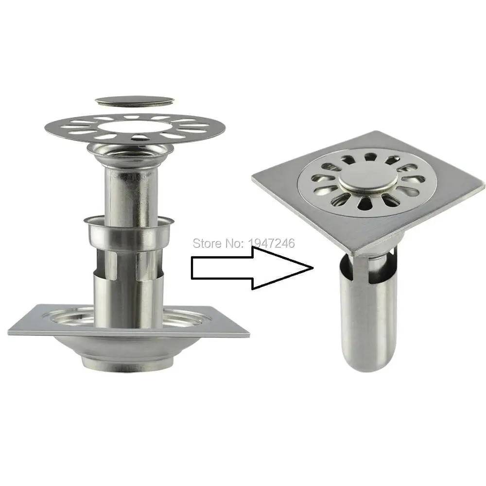 Manufacturers wholesale marketing 4'' Square Shower Floor Drain with Removable Strainer Stainless Steel Brushed finish |