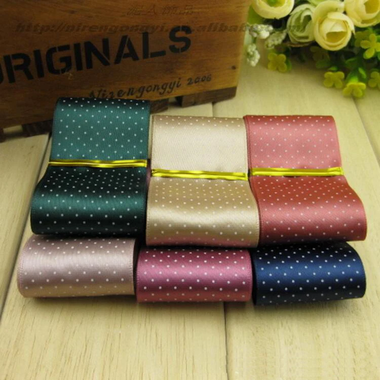 20 метров 38 мм Полиэстеровая атласная лента в горошек для украшения свадебной