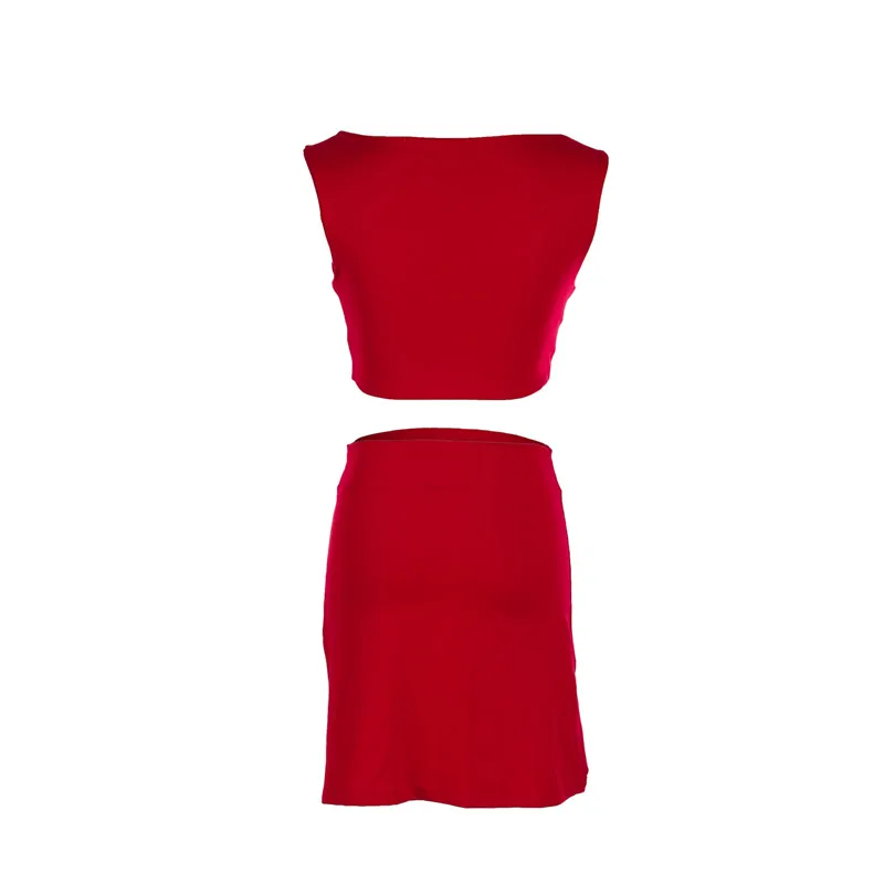 Соблазнительные женские платья из 2 предметов короткий топ майка футболка юбка