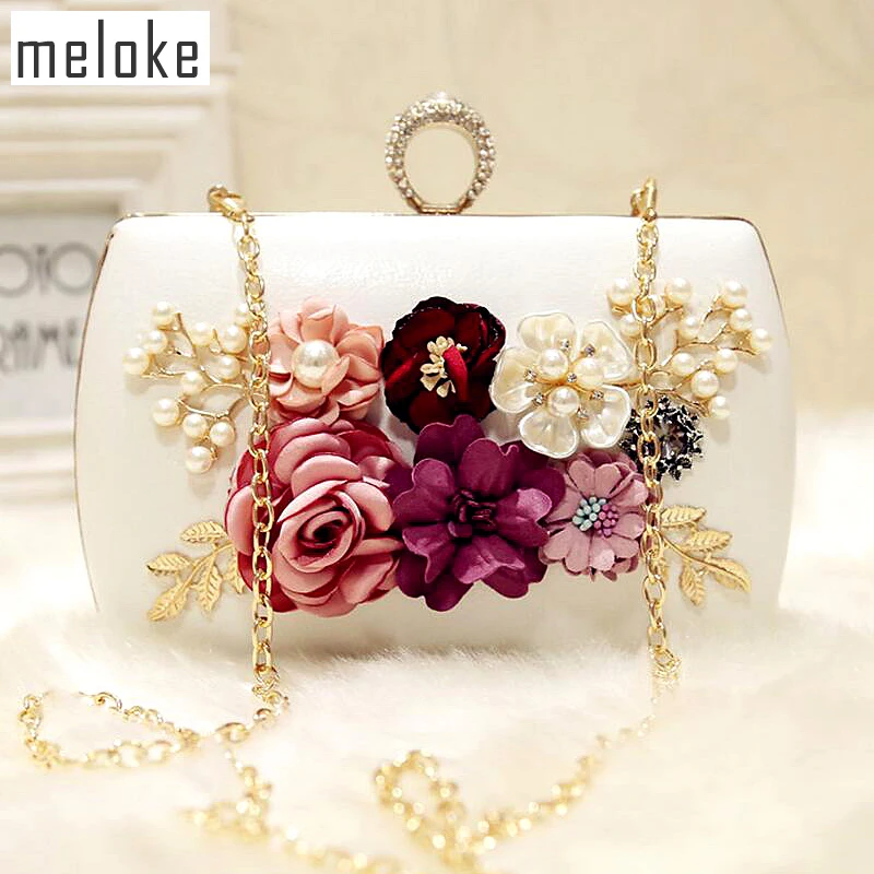 

2023 High Quality Luxury Handmade Flowers Evening Bags Brand Dinner Clutch Purse With Chain Flower Banquet Bags MN258