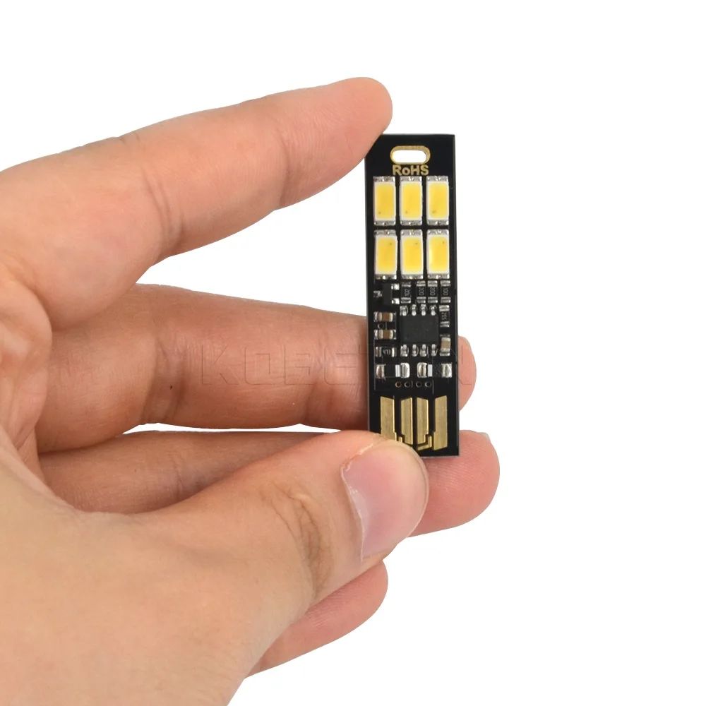 1 шт. Блестящий теплый/холодный белый портативный мини USB мощность 6 LED лампа Вт 5 в