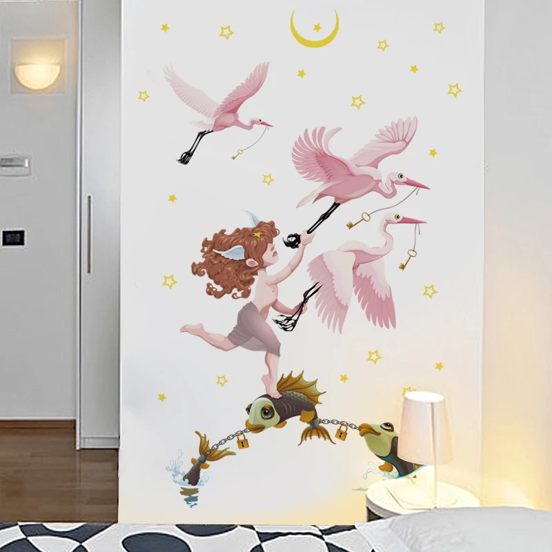 [Fundecoration] настенные Стикеры с ангелом для детской комнаты ванной украшения дома