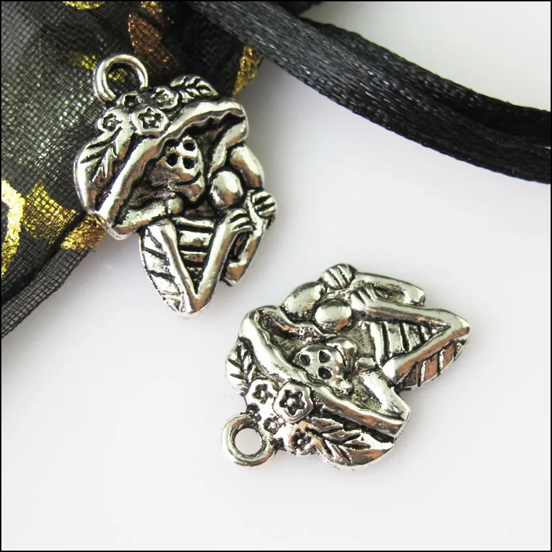 Новый 25 шт. Тибетский серебристый цвет Хэллоуин лист подвески черепа 14x20mm|Шармы| |