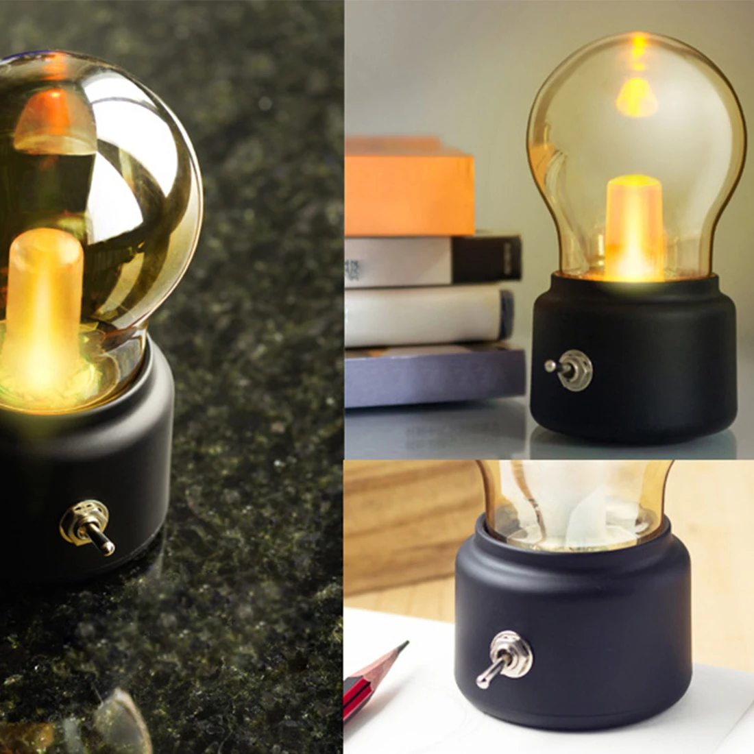 Лидер продаж винтажная лампа ночник Ретро USB перезаряжаемая Ночная luminaria