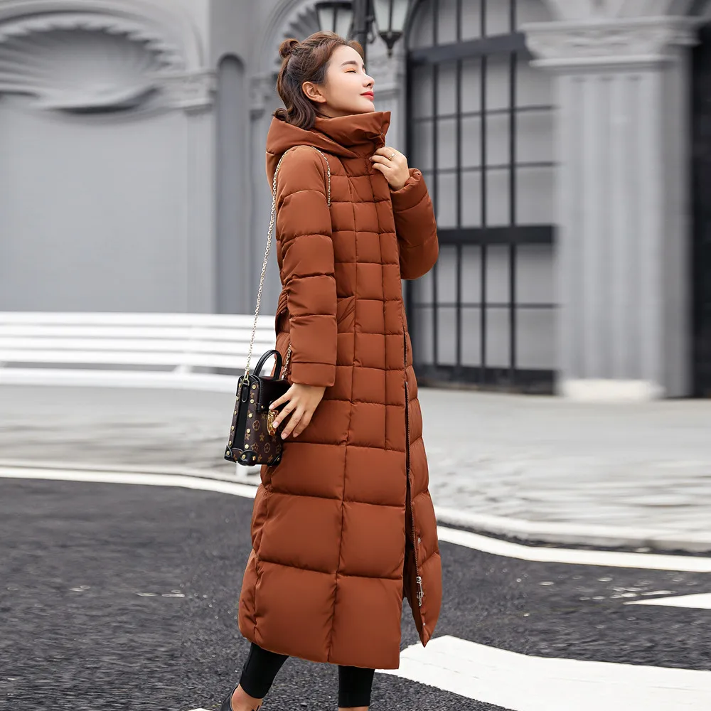 FREE OSTRICH Clothes coat Women Outerwear Fur Hooded Coat Long Cotton-padded Jackets Pocket Coats and Jacket women coat Winter