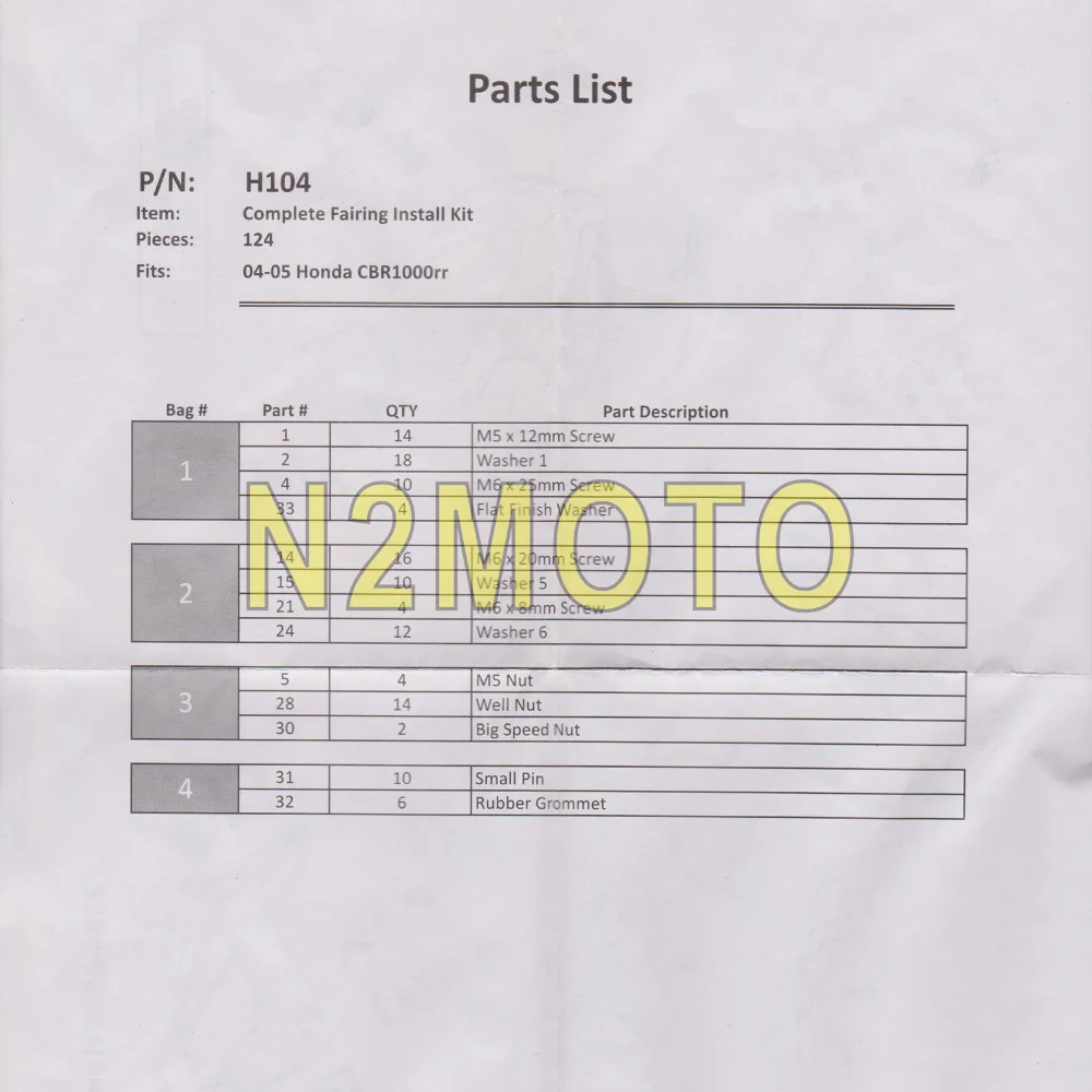 Полный комплект обтекателей для мотоцикла черного цвета из 124 болтов HONDA CBR1000RR CBR