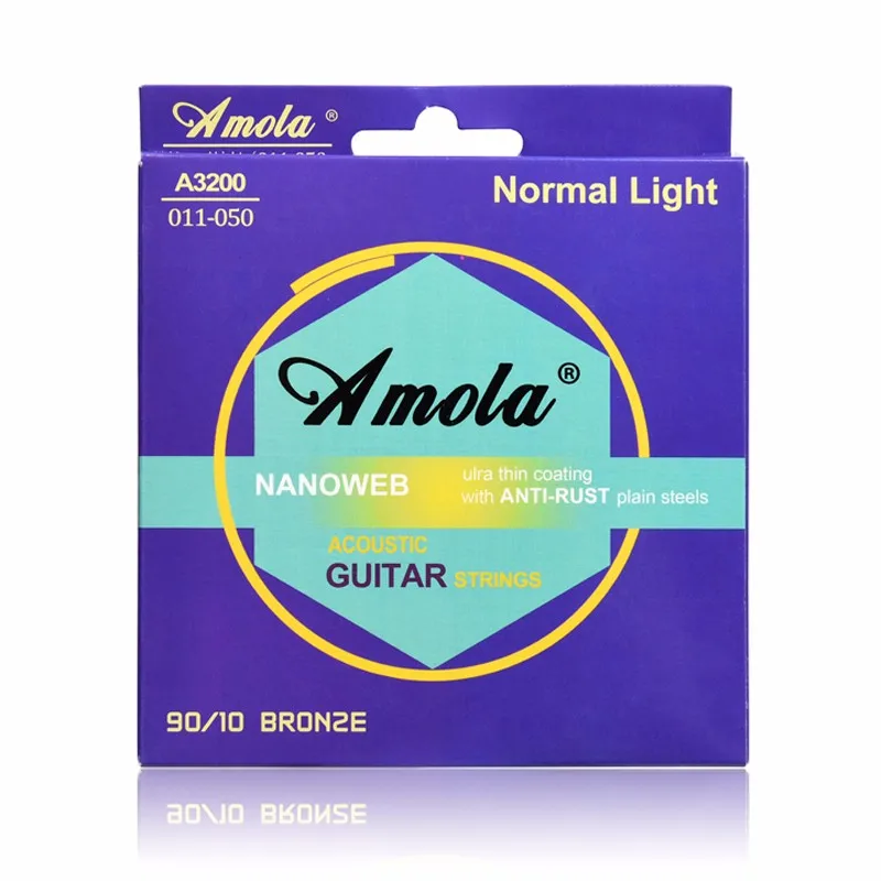 Amola Acoustic Guitar Strings Set 010 011 012 Broze Phosphor Thin Coating Wound guitar parts 1set | Спорт и развлечения