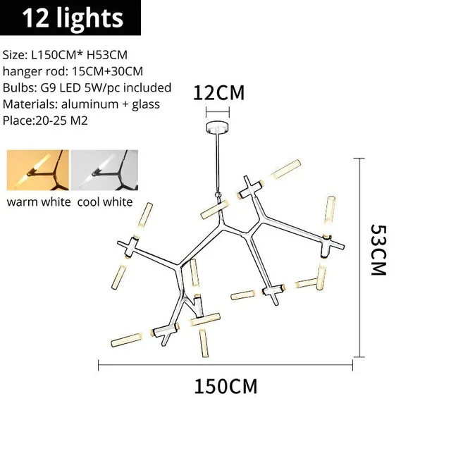 12 lights Artpad Post-современный скандинавский елочка современный подвесной светильник Гостиная Столовая гостиничный зал Современные подвесные лампы G9 Лампа - Цвет корпуса: 12 lights