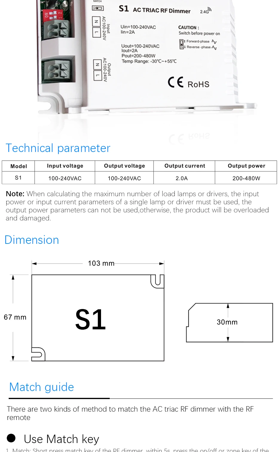 Triac Dimmer LED 220V 230V 100V AC Wireless RF Dimmable with 2.4G Remote Dimmer 220V Controller for LED Bulbs Lamps