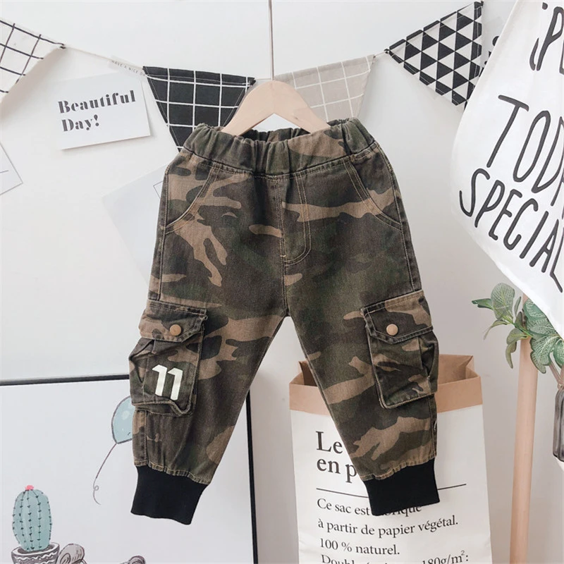 

2 3 4 5 6 Years Boys Pants Casual Camouflage Spring Autumn Trousers For Boys Toddler Baby Sweatpants Big Pocket Kids Pants 2019