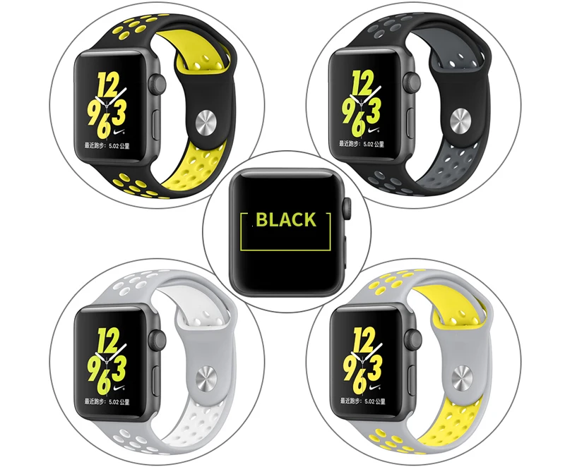 Ремешок для apple watch 42 мм 38 мм 44 мм 40 мм correa iwatch 5 4 3 2 спортивный силиконовый браслет для apple watch 4 аксессуары