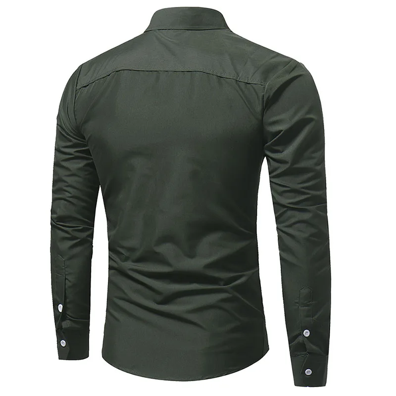 

HOT 2020 Autumn winter Business classic double pocket cover shirt jacket Men's long sleeve shirt leisure Slim Fit dress shirt