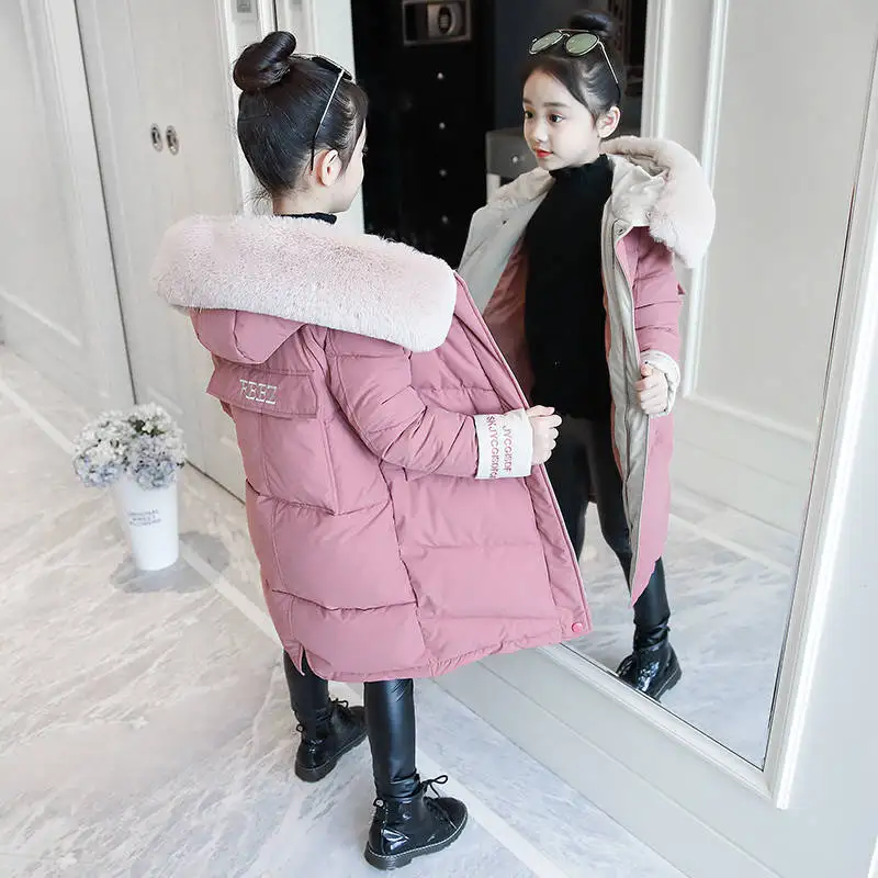 

Winter Golden Velvet Jacket For Girls New 2021 Korean Version Keep Warm Coat Thicken Hooded Fashion Casual Children's Clothing