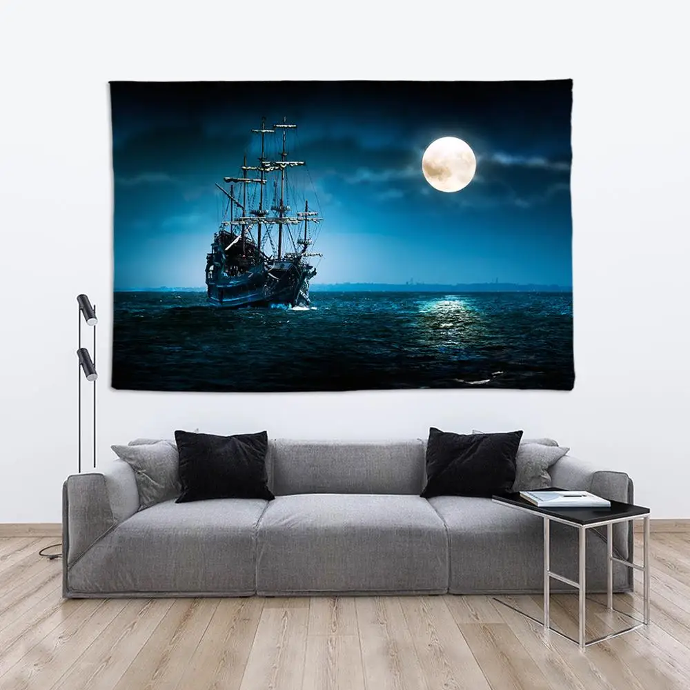 Средиземноморский Морской гобелен с Луной настенный гобелен скандинавский настенный гобелен Хиппи Мандала Бохо покрывало декор в общежитии гобелены настенная ткань