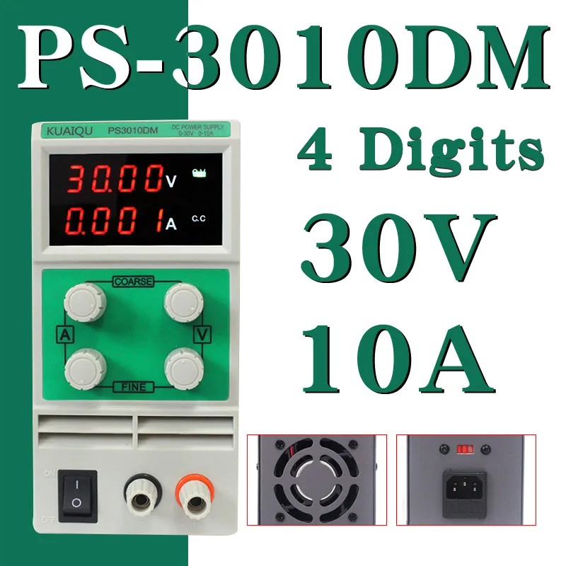 PS3010DM(30V10A) KUAIQU мини импульсный источник питания постоянного тока 110/220V лабораторный Цифровой Регулируемый источник питания 30V 60V 3A 5A 10A 3010D - Цвет: PS3010DM(30V10A)