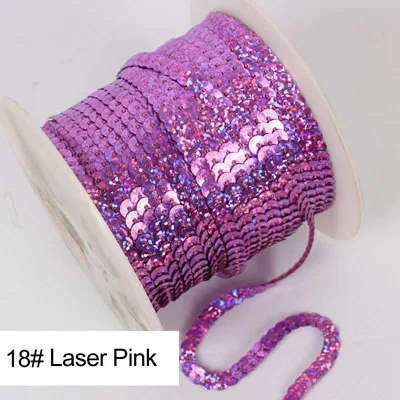 18 Laser Pink 26 цветов, 20 ярдов/рулон, 6 мм, ПВХ, с блестками, линия, с блестками, для шитья, на планках, для рукоделия, аксессуары для одежды - Цвет: 18 Laser Pink