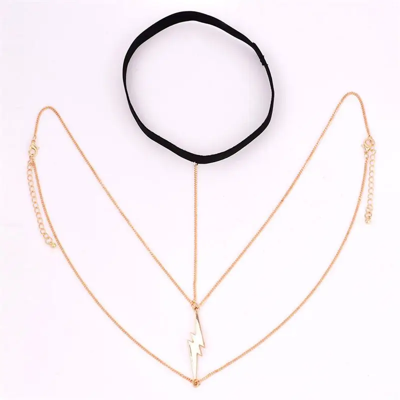 Цепочка с кулоном-молнией в стиле панк двухслойная кожаная цепочка до бедра