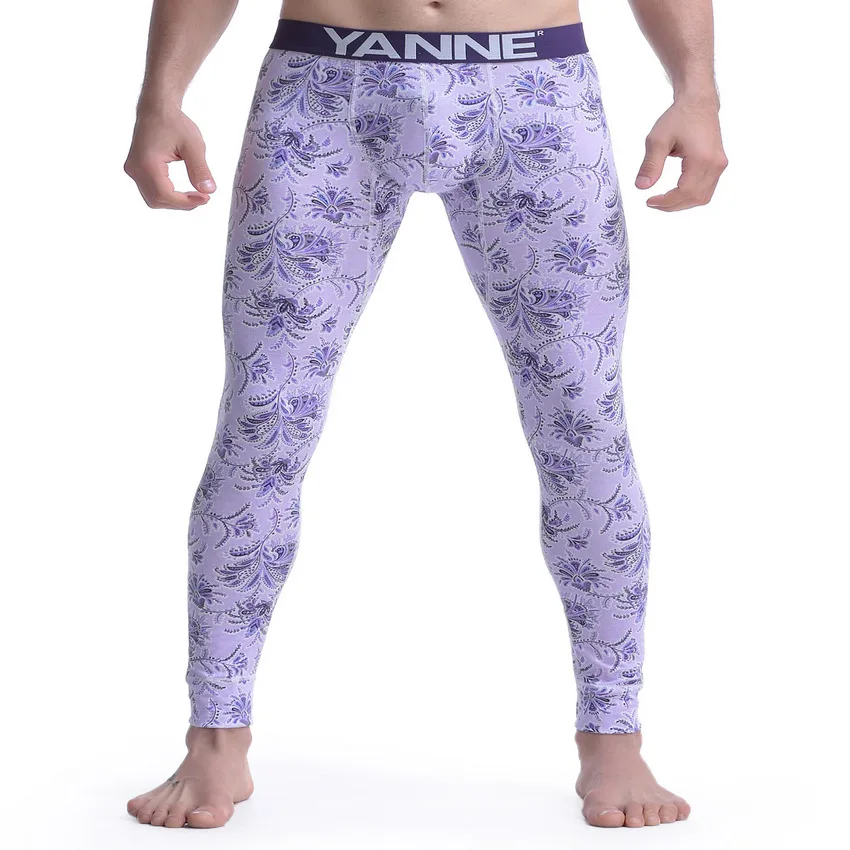 Новый Бренд мужская Цветочный Отпечатано Лонг Джонс Хлопок Термобелье