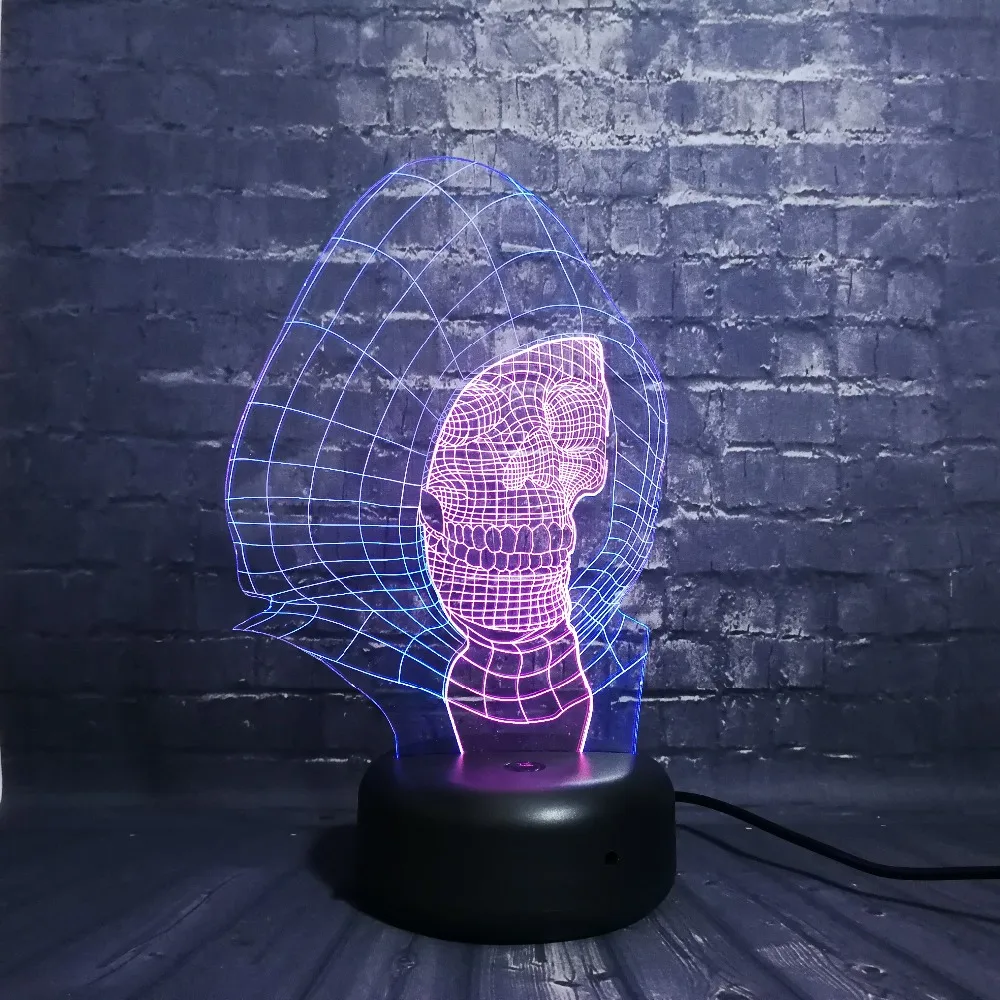 Новый Каратель Череп 3D лампа смешанный цвет многоцветный USB Led Ночник светильник