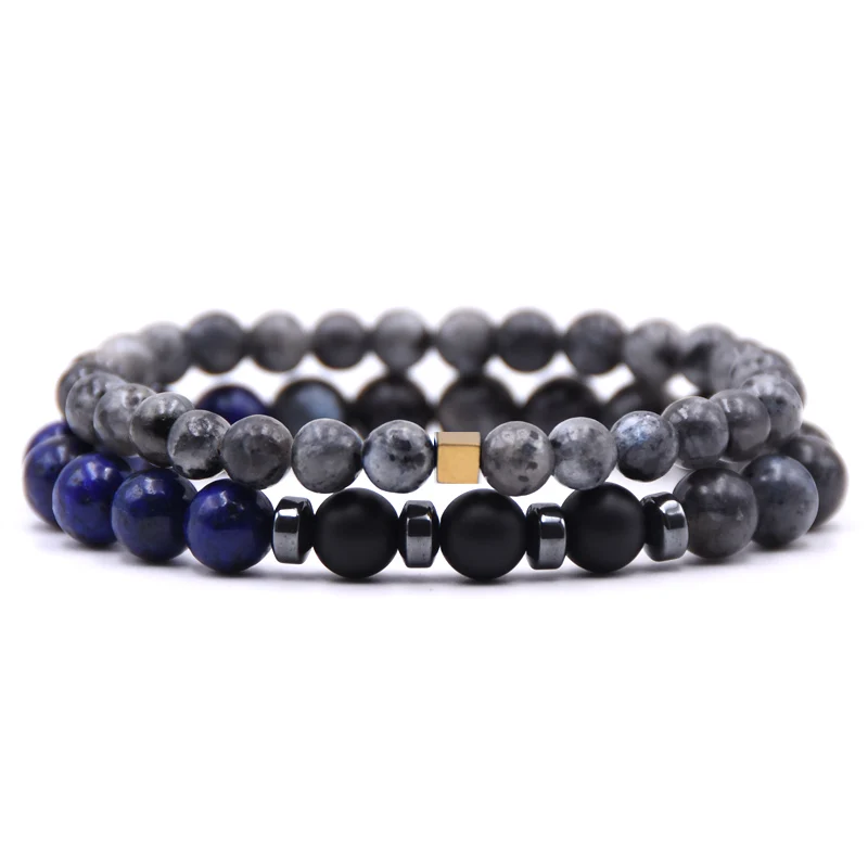 2 шт./компл. браслет мужской роскошный новый модный с бусинами из драгоценных