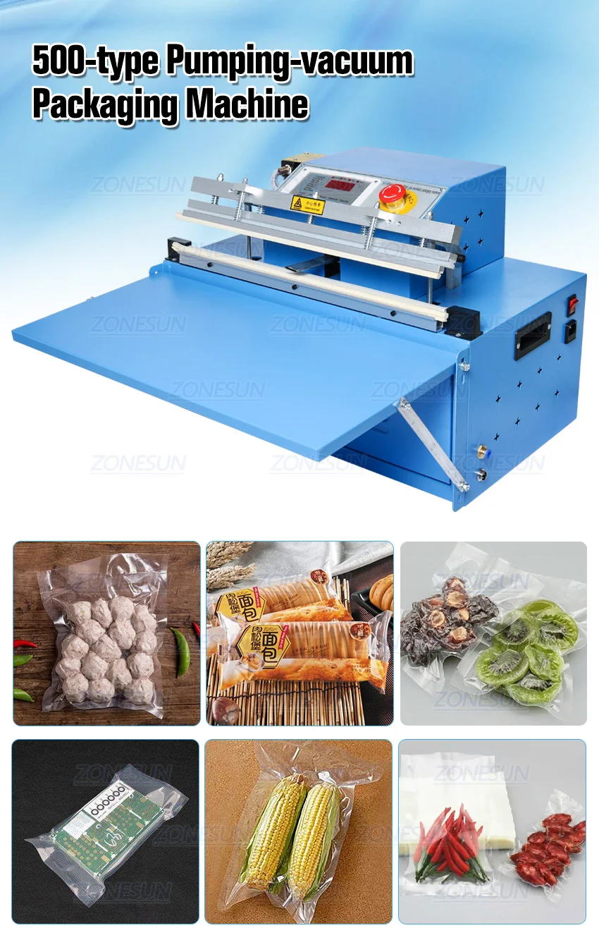 ZONESUN DZ500T коммерческий Вакуумный упаковщик риса, промышленная вакуумная посылка, Настольная наружная насосная вакуумная упаковочная машина